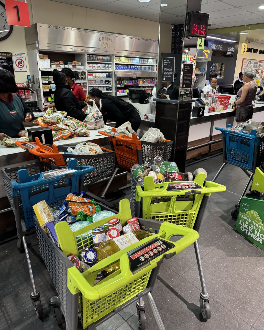 Carts full of food and supplies ready for delivery
